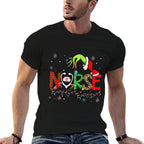 Stethoscope Nurse Merry Christmas Xmas Lights Holiday Snow  Rolled Sleeves T-Shirt