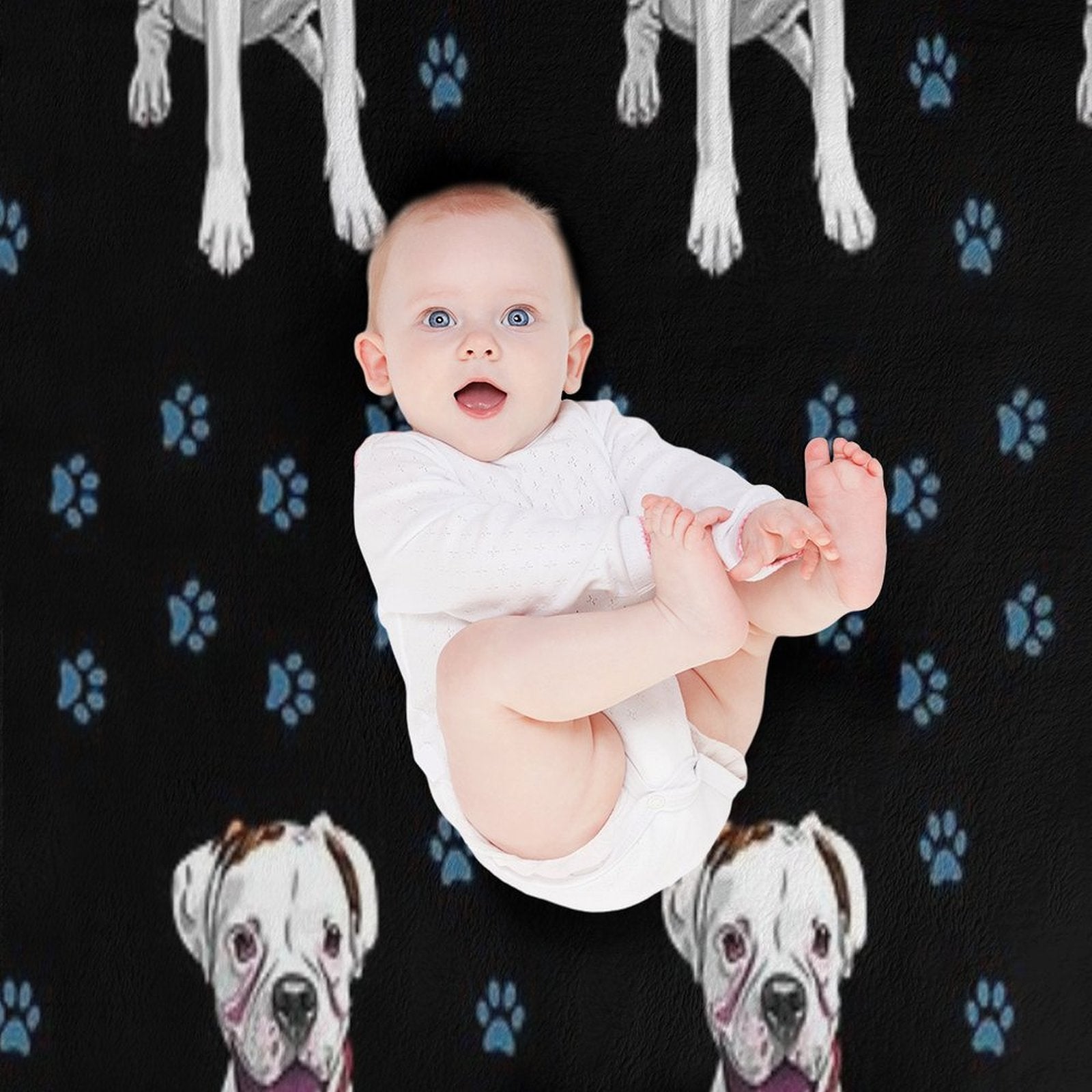 White Boxer Dog Cute Pattern Travel-friendly Throw Blanket