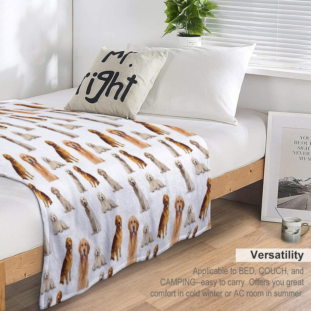 Golden Retrievers Seamless Pattern Anti-pilling Throw Blanket