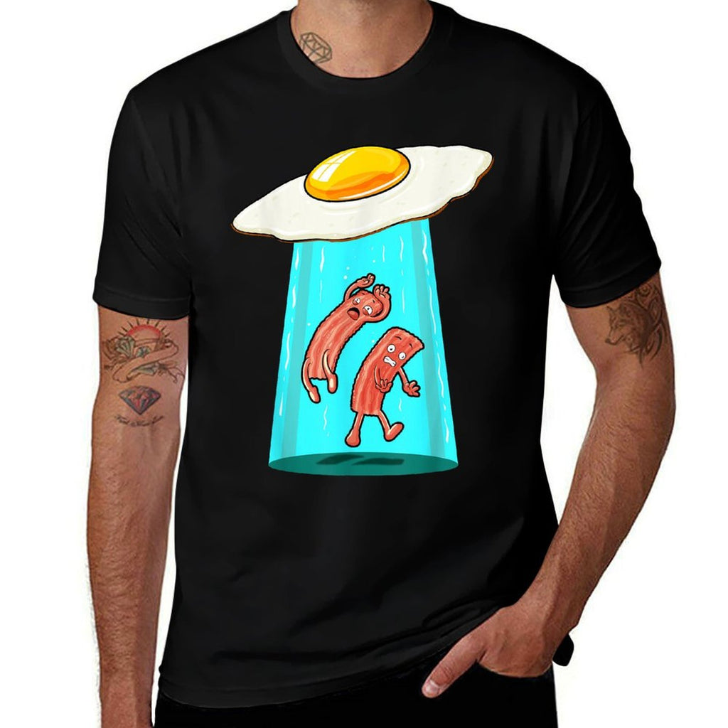Egg Bacon UFO Abducting Funny Alien Breakfast Food Lover  Soft T-Shirt