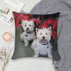 White Westie Christmas Soft Decorative Cover Throw Pillow