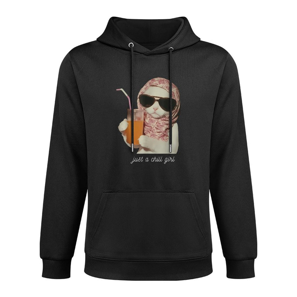 Just A Chill Girl Funny Cat Meme Relaxed Fit Hoodie