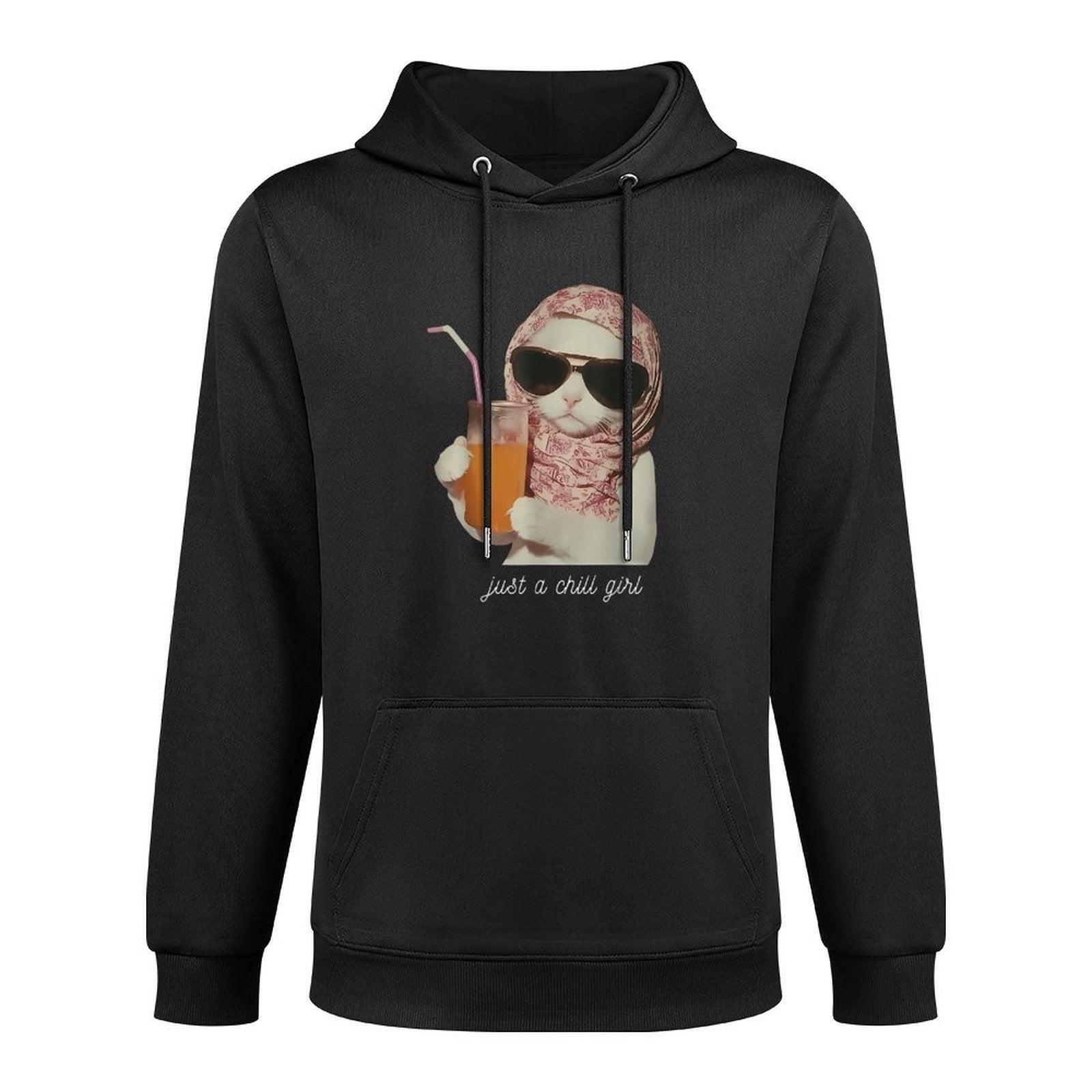 Just A Chill Girl Funny Cat Meme Relaxed Fit Hoodie