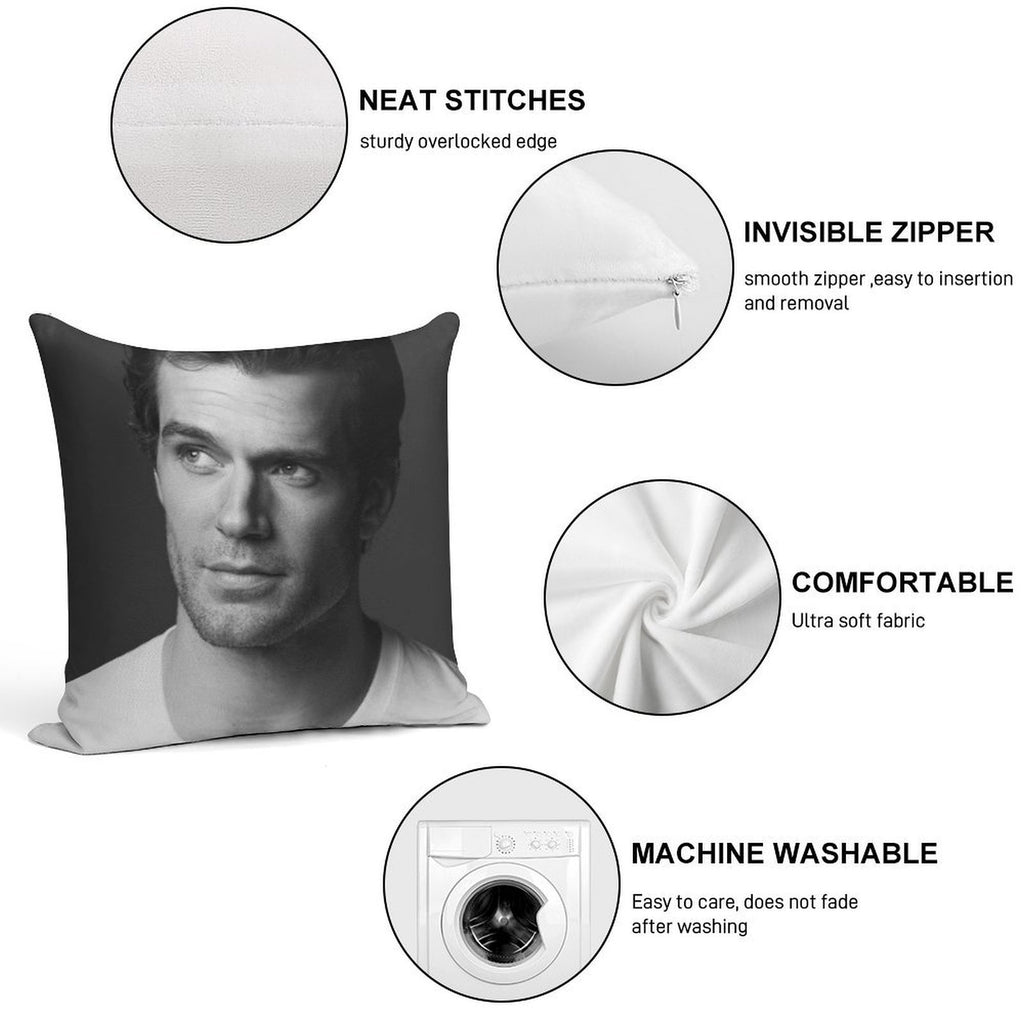 Henry Cavill Soft Hidden Zipper Throw Pillow