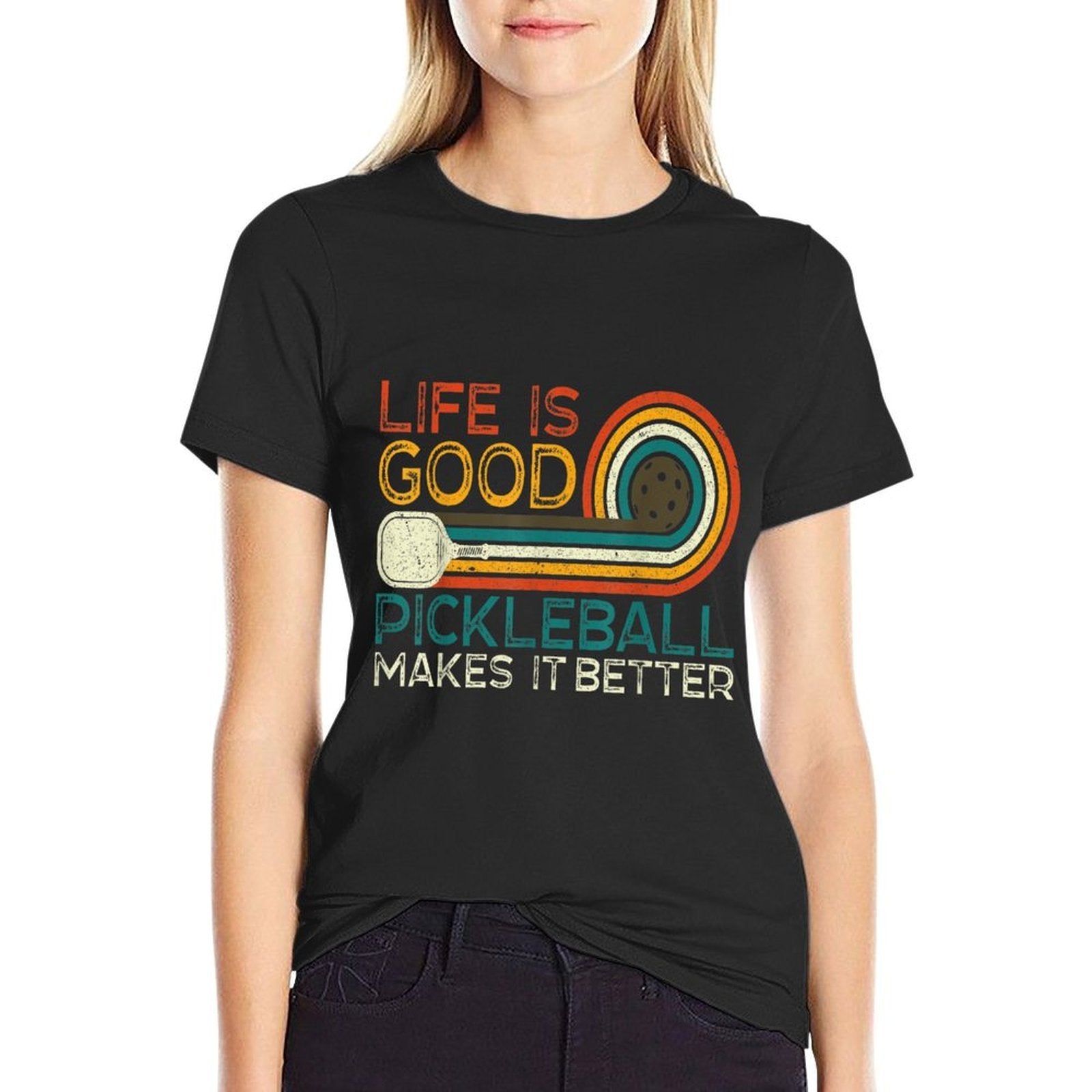 Funny Life Is Good, Pickleball Makes It Better  Summer-ready Fabric T-Shirt