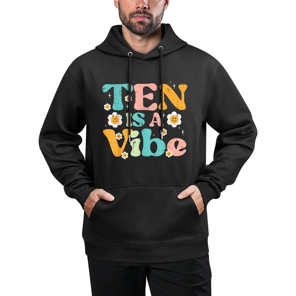 10th Birthday 10 Is A Vibe Retro Bday Groovy Girls Kids Pilling-Resistant Hoodie