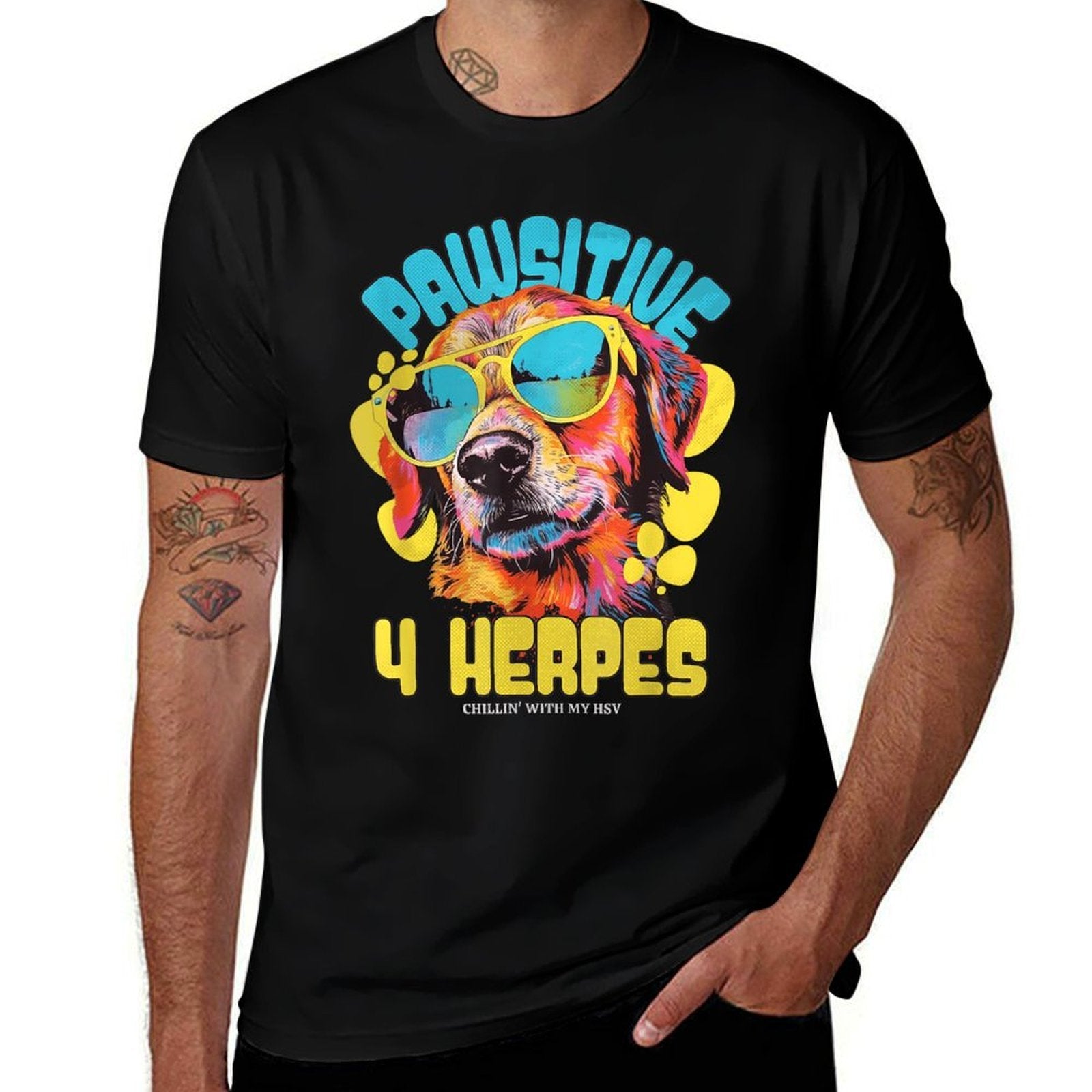 Pawsitive 4 Herpes HSV Awareness Funny Adult Humor Meme  Breathable T-Shirt
