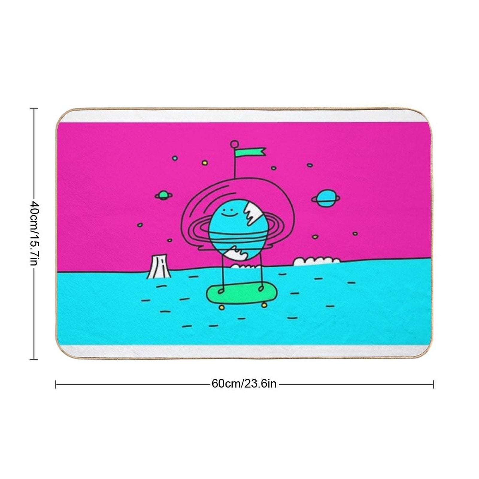 Surreal Planet - Cute Bright Solar System Earth  Toxin-Free Bath Mat