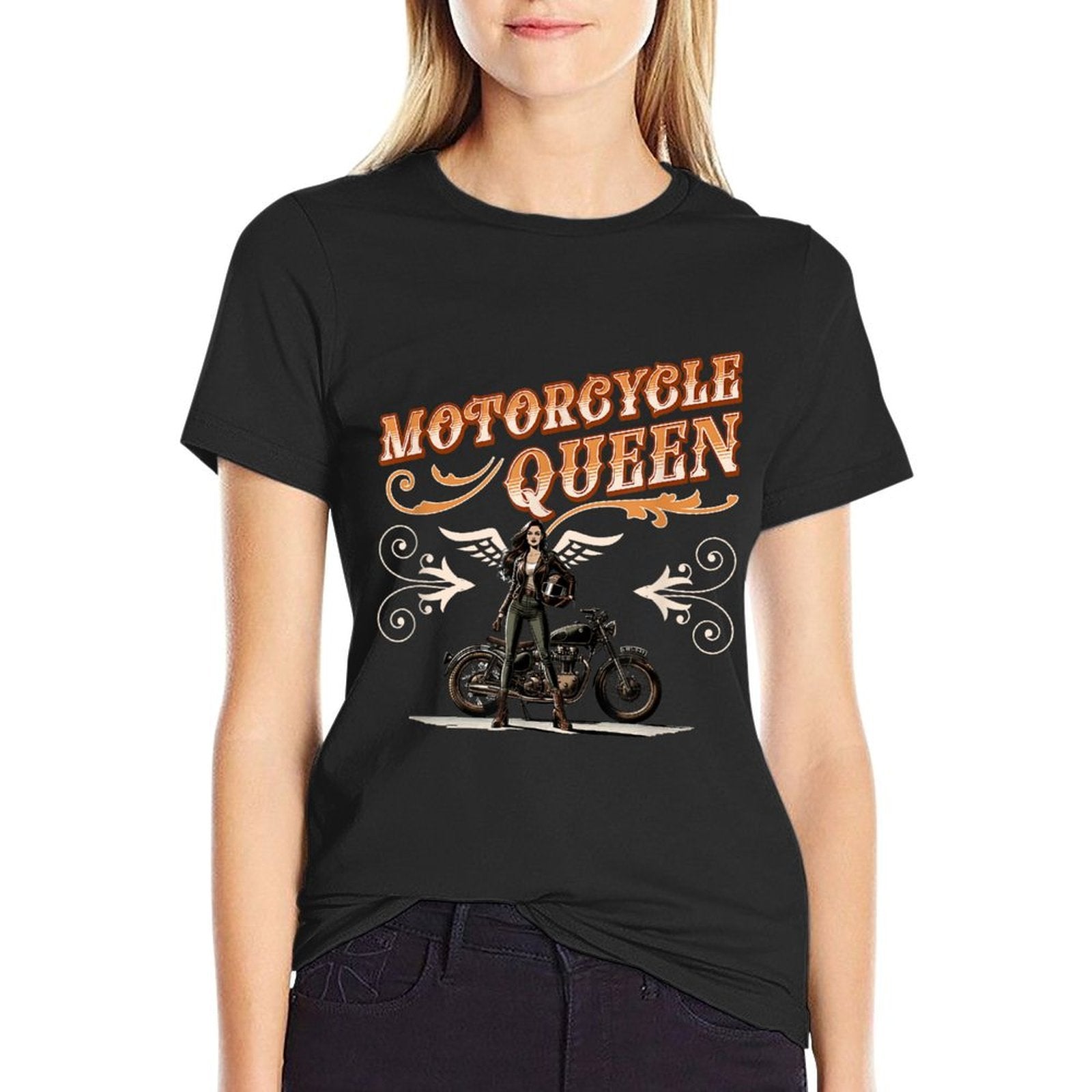 Motorcycle Queen Vintage Motorbike Lady Biker Girl Women  Stretchy T-Shirt