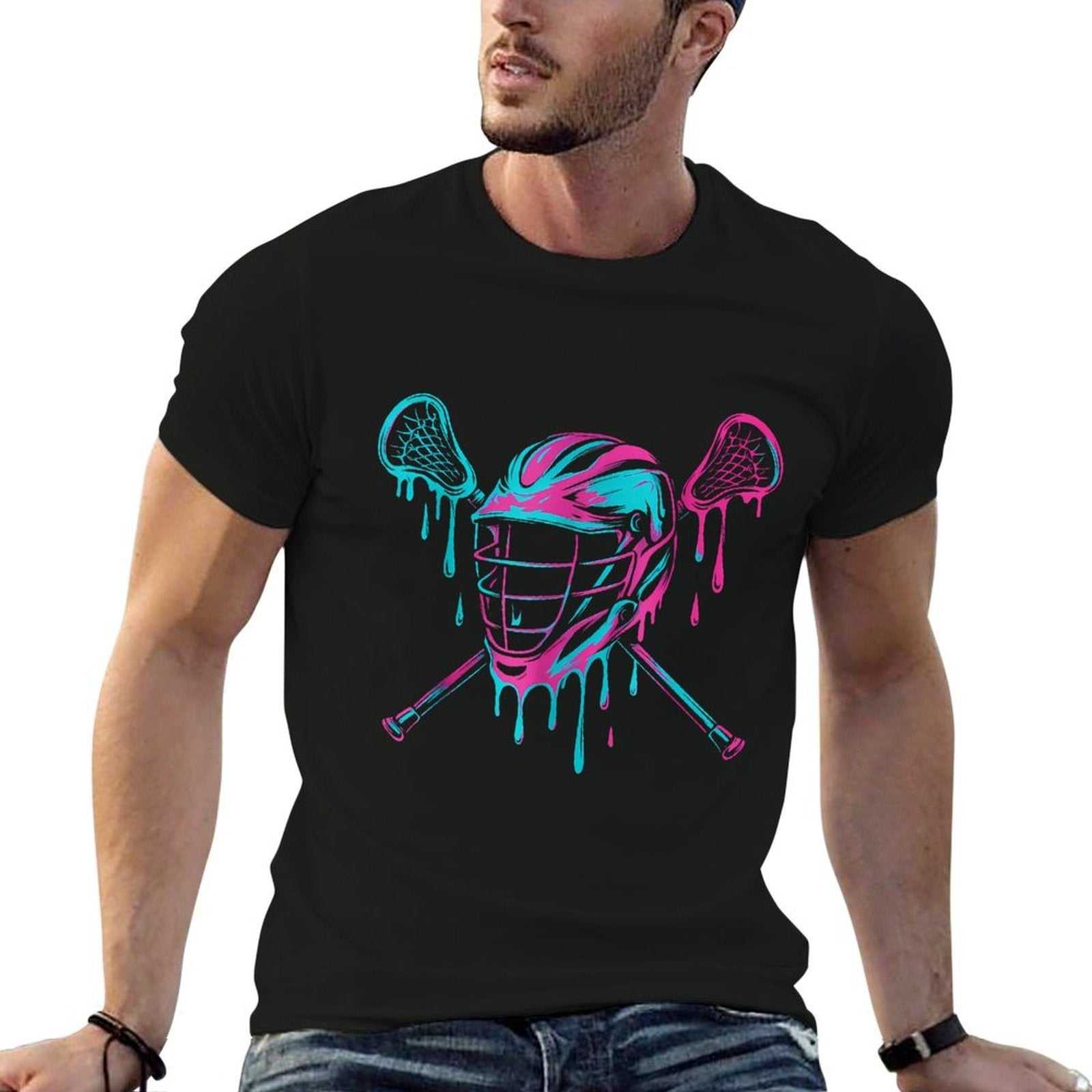 Lacrosse Drip for Boys Helmet Lax - Sticks Cool Graphic  Stretchy T-Shirt