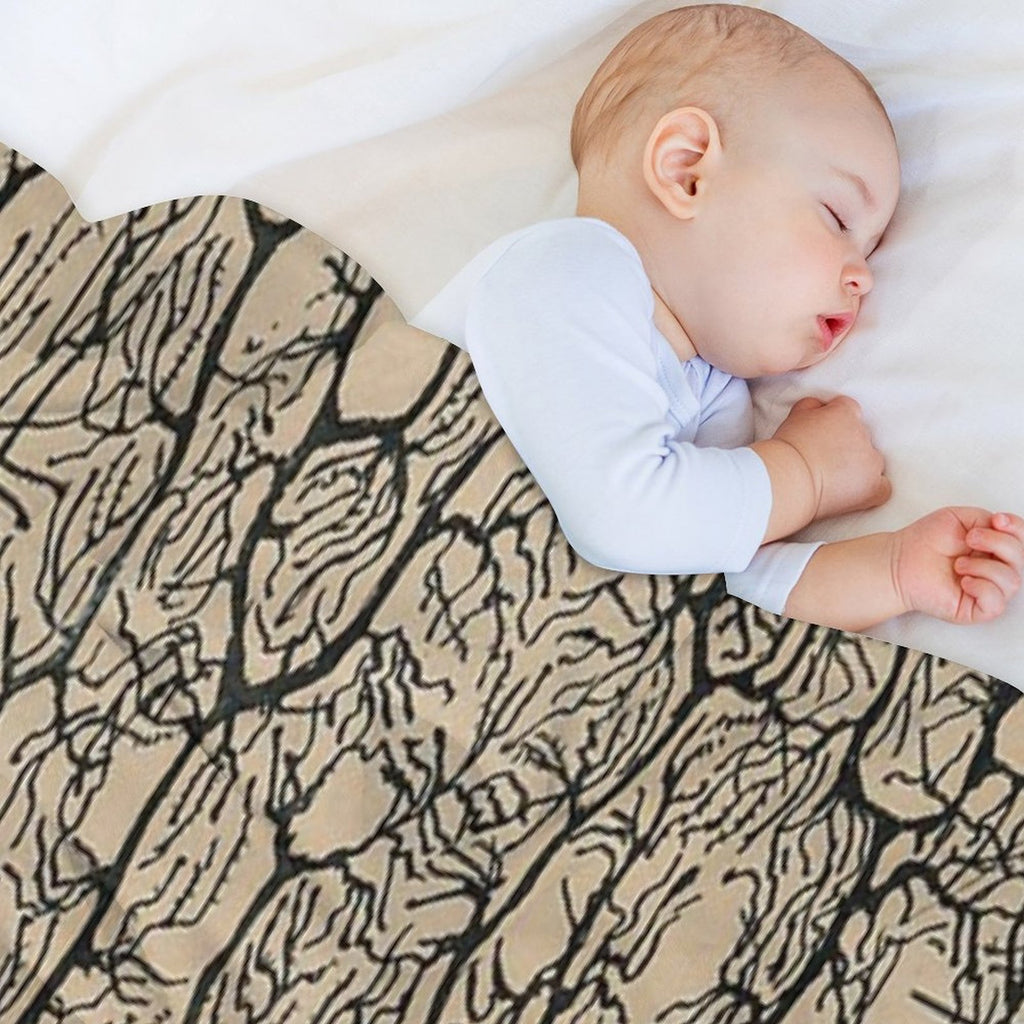 Cajal's Neurons Sketch Wrinkle-free Throw Blanket