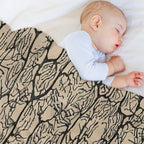 Cajal's Neurons Sketch Wrinkle-free Throw Blanket