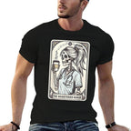 The Registered Nurse Tarot Card Skeleton RN Nursing Doctor  Ribbed Collar T-Shirt