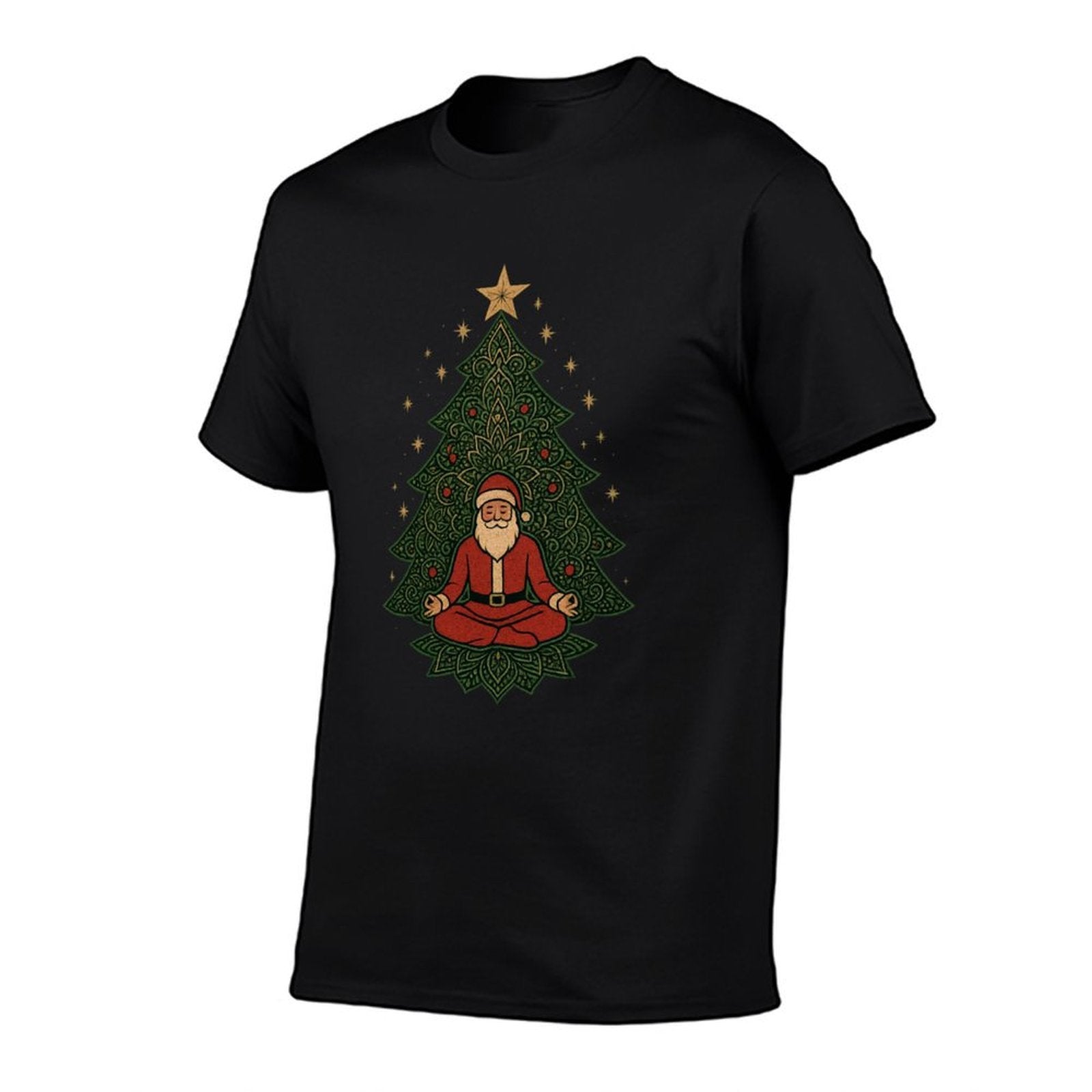 Yoga Santa Zen Christmas Tree Mandala Festive Mindful Vibes  Odor-resistant T-Shirt