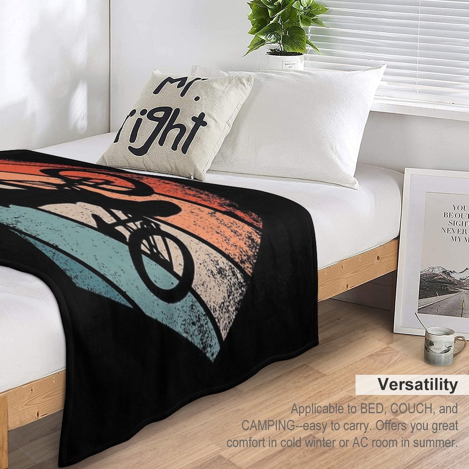 Cool Retro BMX Rider Doing Freestyle Gift-ready Throw Blanket