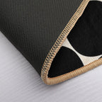 Mid-Century Mod Minimalist Dot Pattern in Black And Almond Cream  Non-Slip Bath Mat
