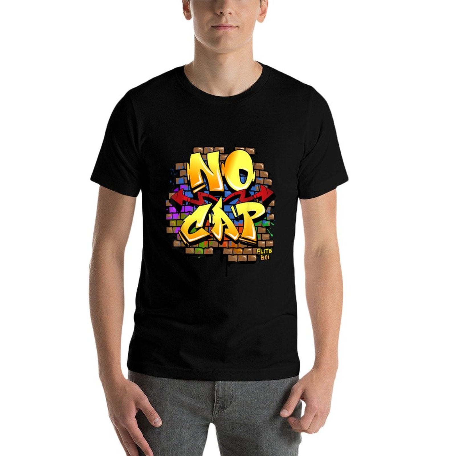 Graffiti Funny Humor - No Cap  Ribbed Collar T-Shirt