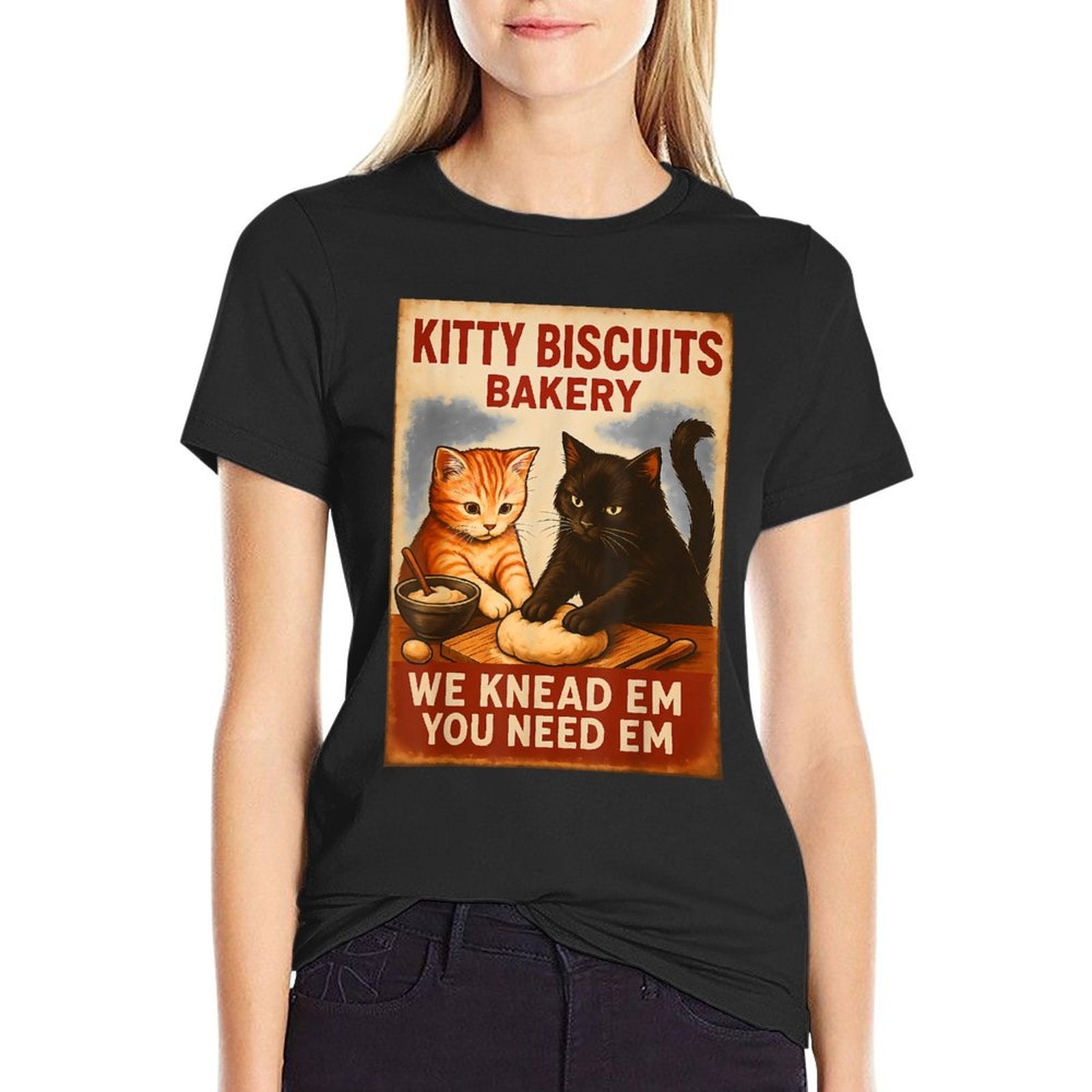 Kitty Biscuits Bakery We Knead Em You Need Em Funny Cat  Versatile T-Shirt