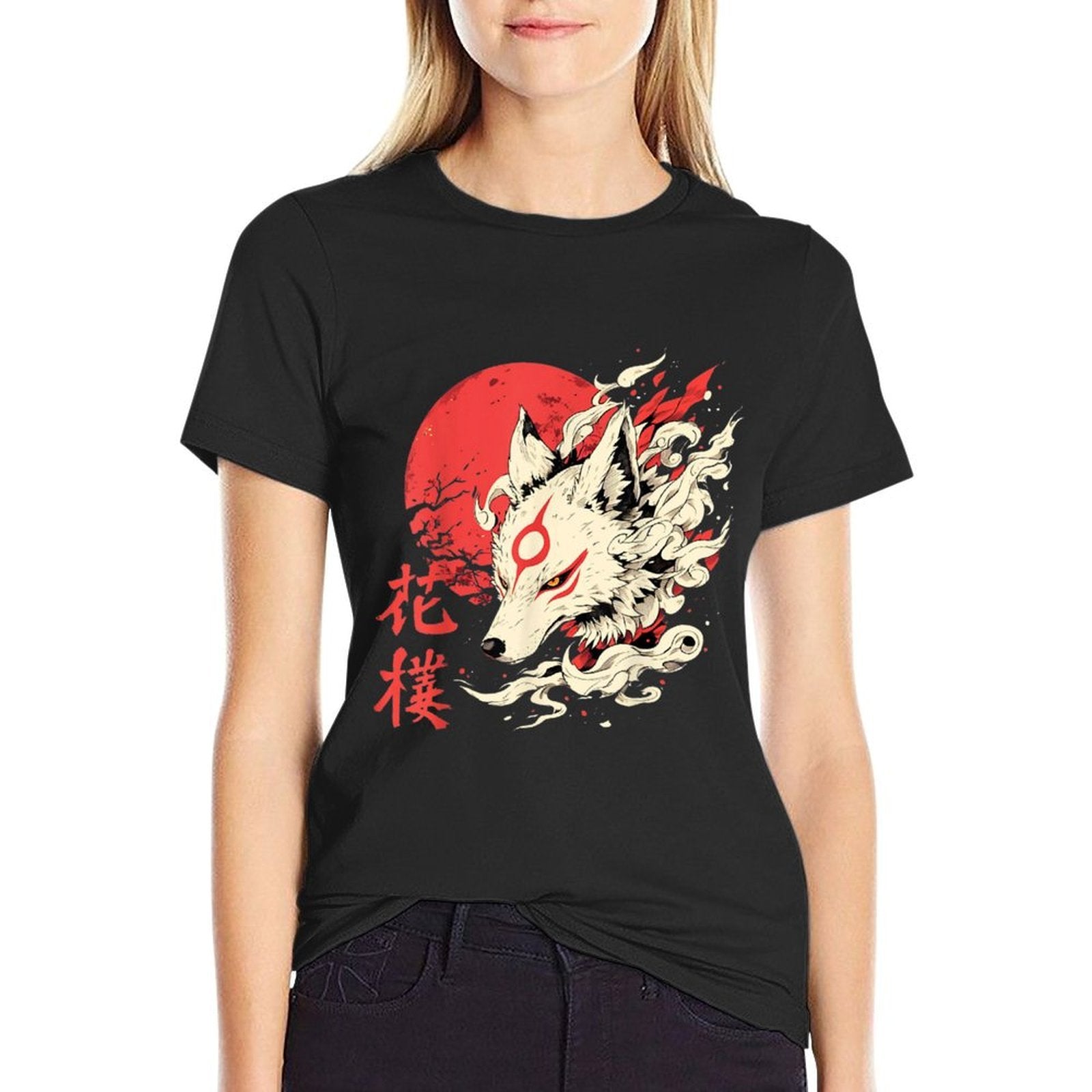 Vintage Animal Funny Fox Retro Okami Basic Meme Japan Style  Rolled Sleeves T-Shirt