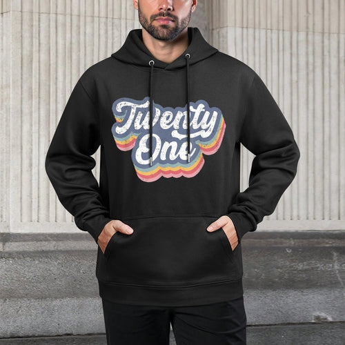 21st Birthday For Women Twenty One Est. 2001 Rainbow Retro Easy Care Hoodie