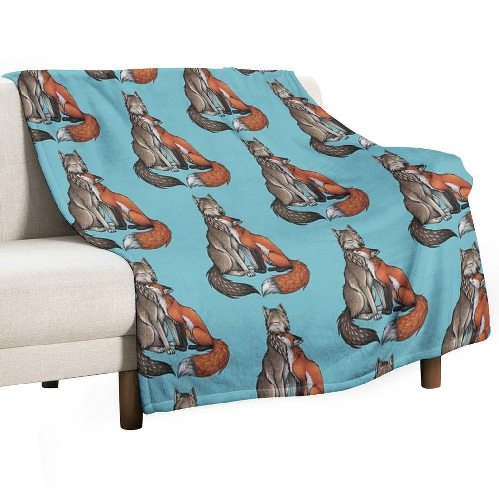 Wolf & Fox Plush Throw Blanket