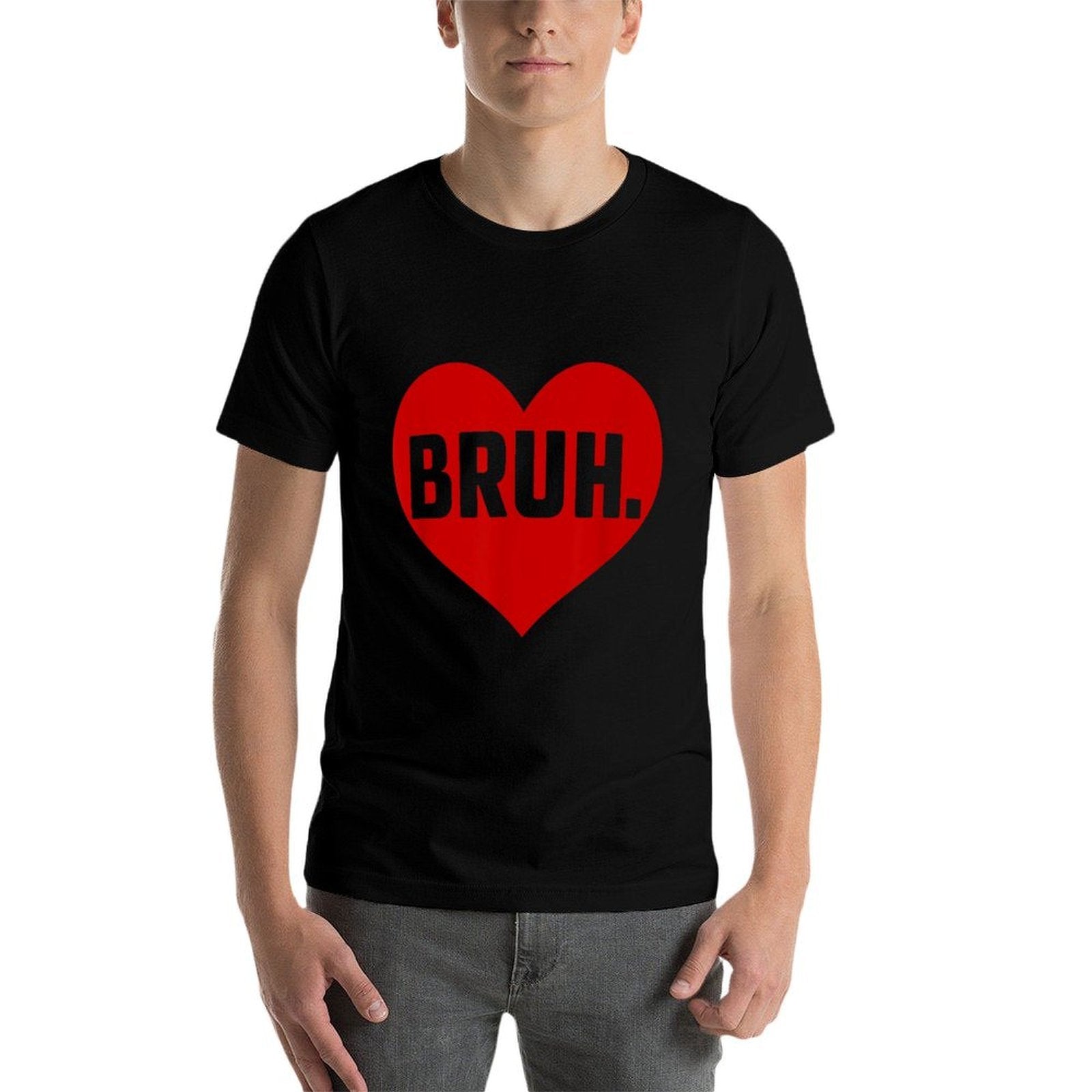 Retro Valentines Day Bruh Meme Heart Funny Sayingns Boy  Eco-friendly Material T-Shirt