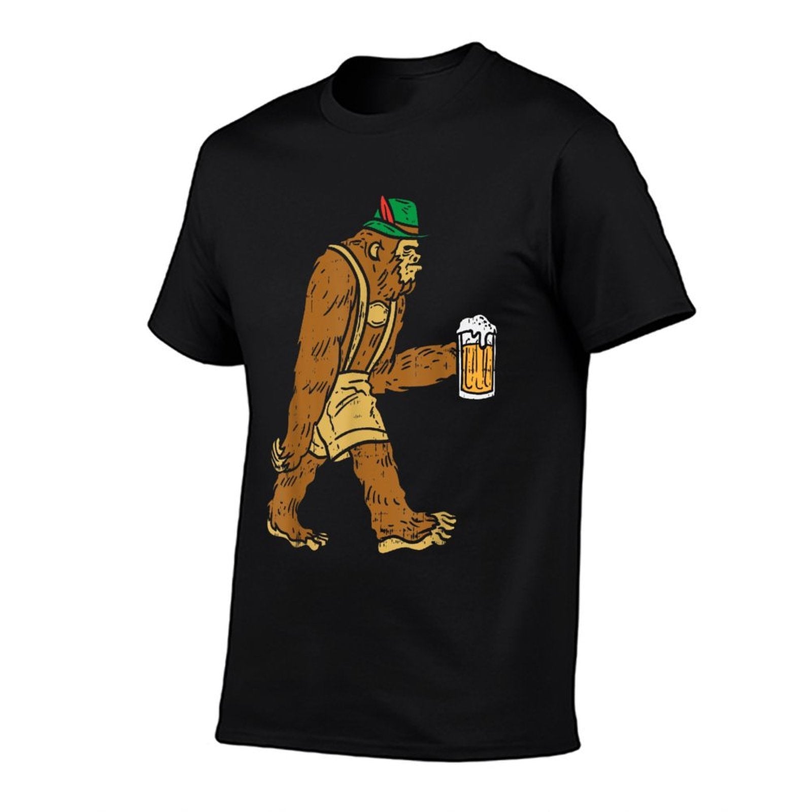 German Bigfoot Sasquatch Beer Lederhose Funny Oktoberfest  High-quality Stitching T-Shirt