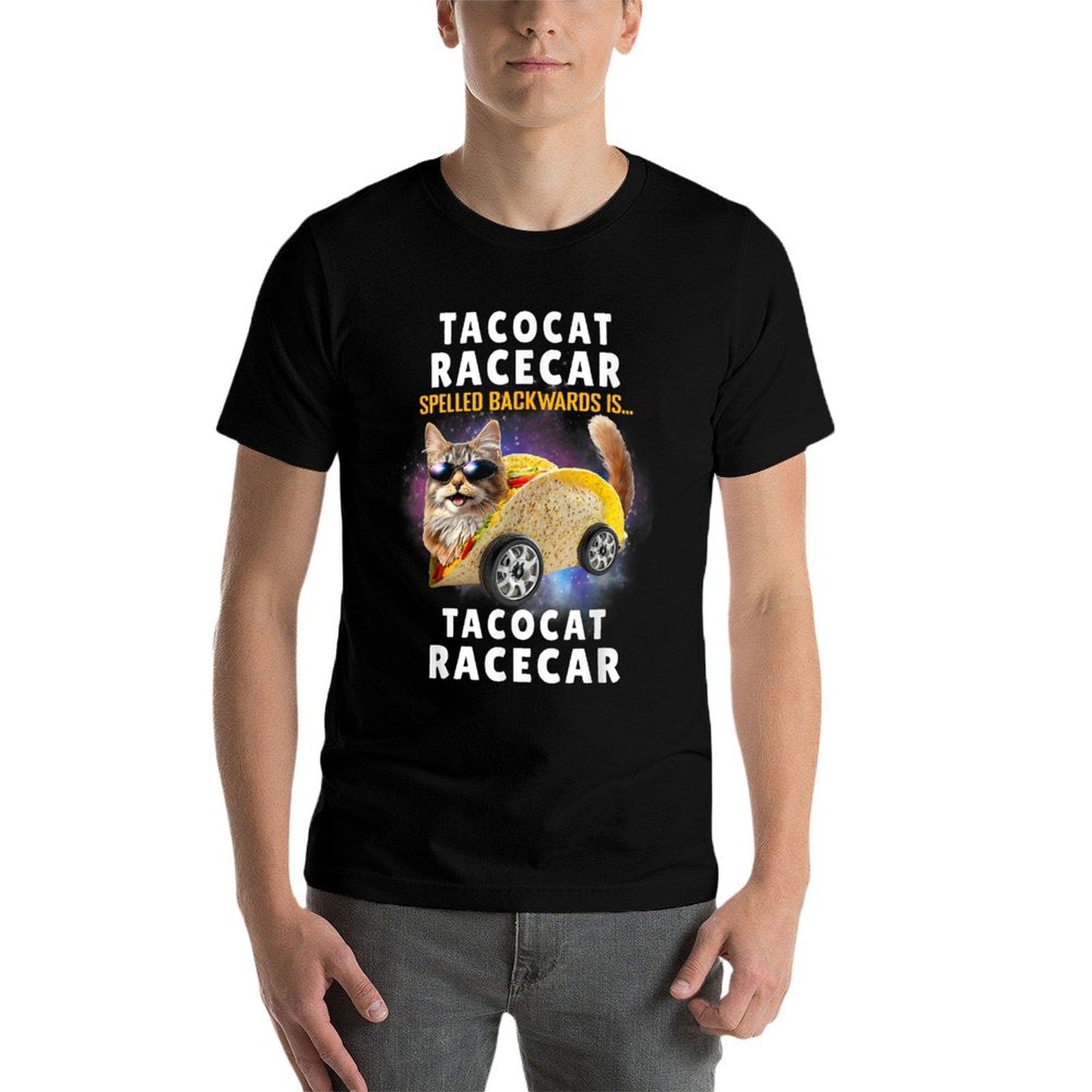 Tacocat Racecar Spelled Backwards Funny Mexican Car Taco Cat for Men Women Kids  Summer-ready Fabric T-Shirt