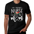 My Favorite Nurse Calls Me Mom Cute Flowers Mothers Day  Heathered Texture T-Shirt