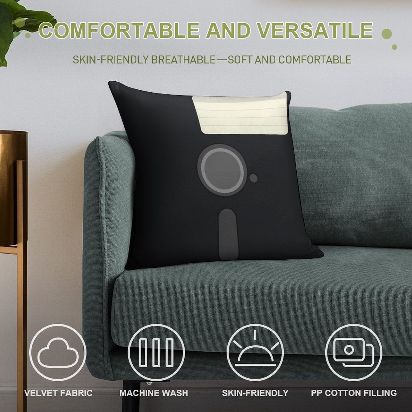 Floppy Disc 5.25 Soft Fade-Resistant Throw Pillow