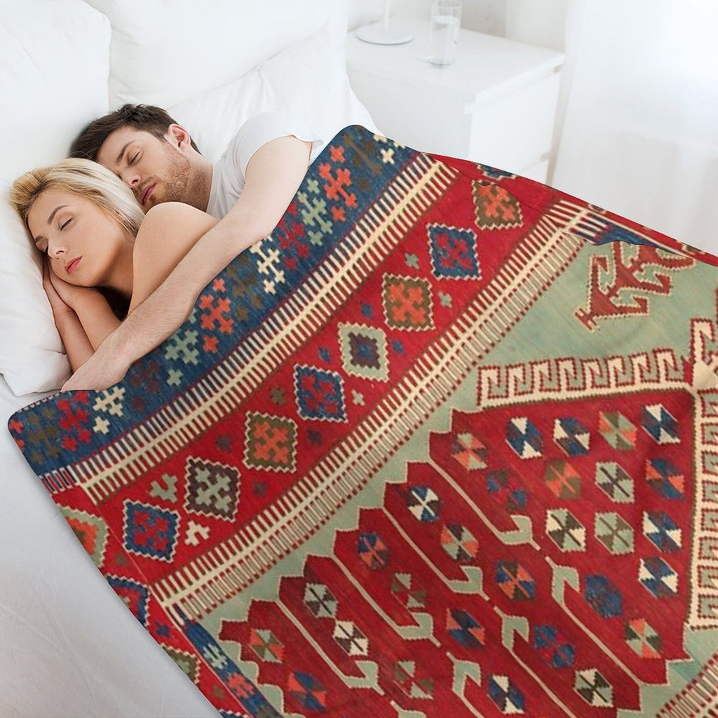 Antique Turkish Carpet Kilim Print Durable Throw Blanket