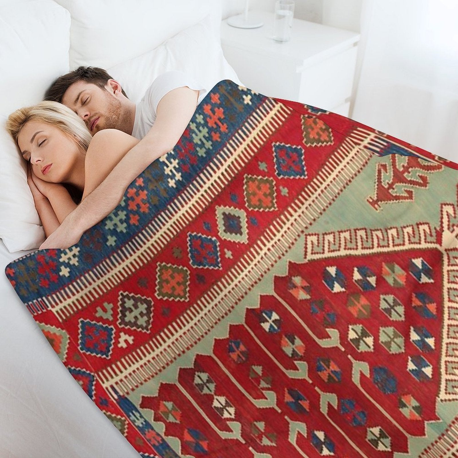 Antique Turkish Carpet Kilim Print Durable Throw Blanket