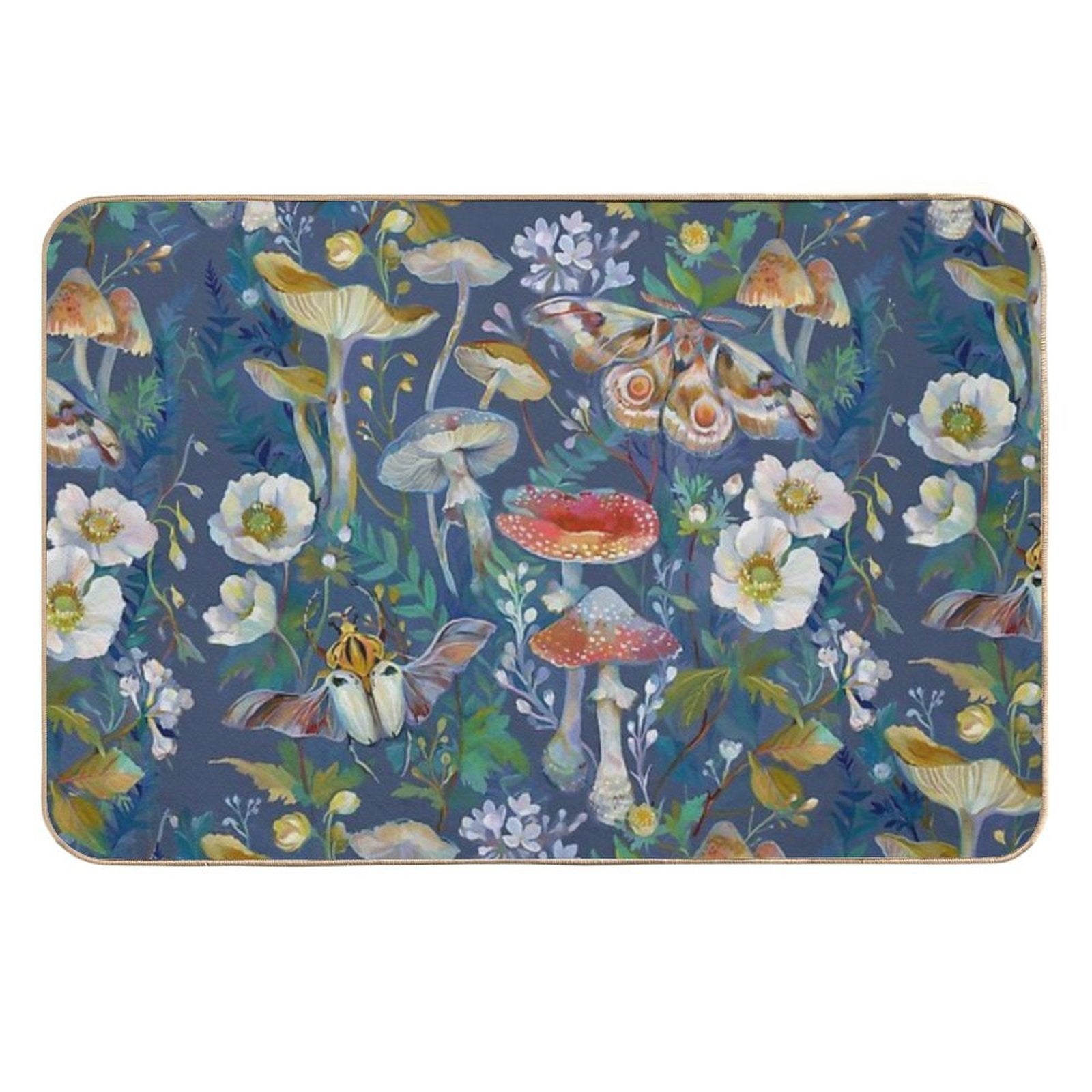 Beetle Mushroom Moth Garden  Rapid-Drying Bath Mat