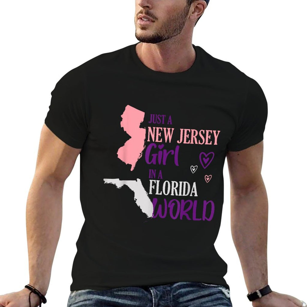 Proud Girl Design Just A New Jersey Girl in A Florida World  Rolled Sleeves T-Shirt