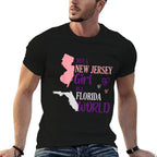 Proud Girl Design Just A New Jersey Girl in A Florida World  Rolled Sleeves T-Shirt