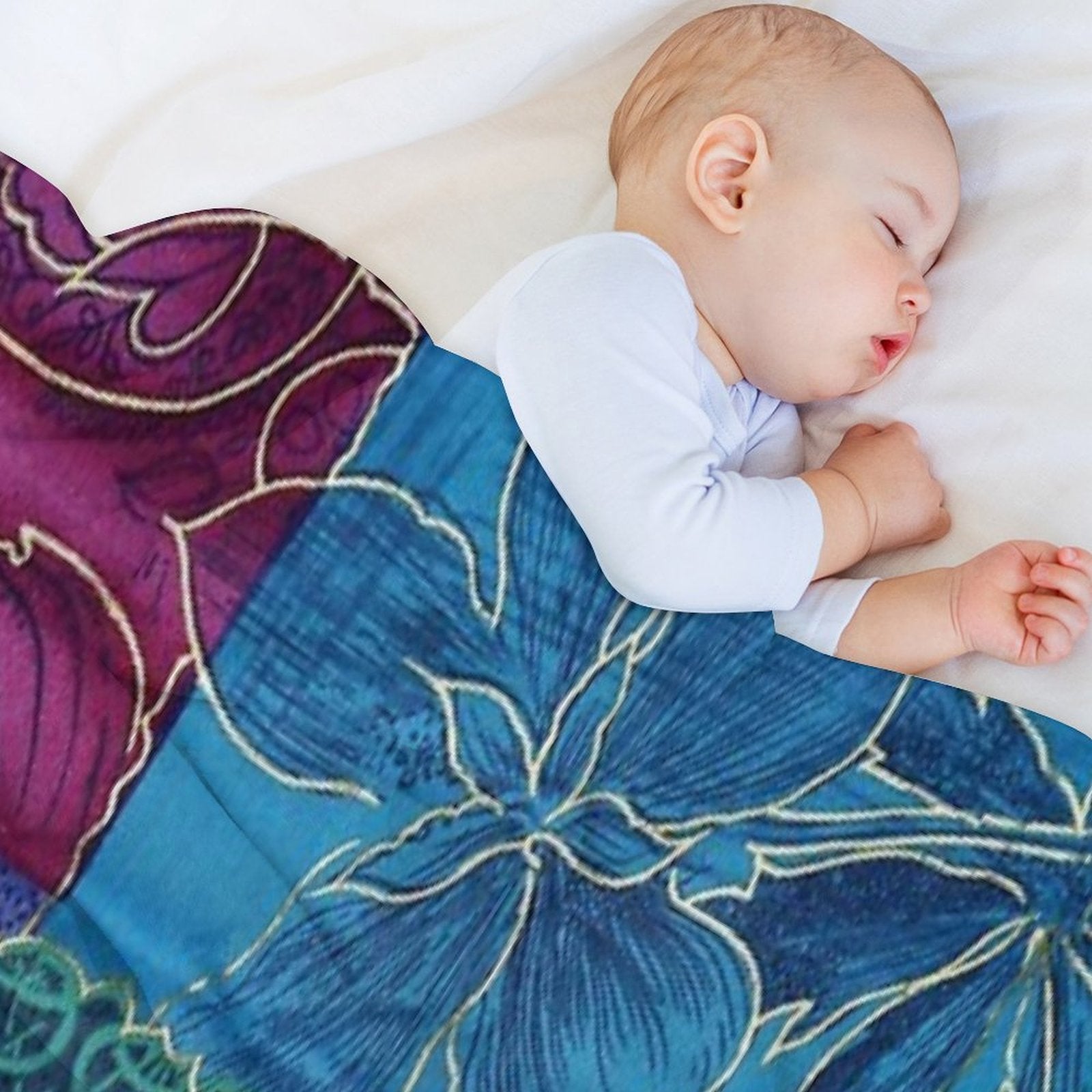 Blue And Navy Patchwork Quick-dry Throw Blanket