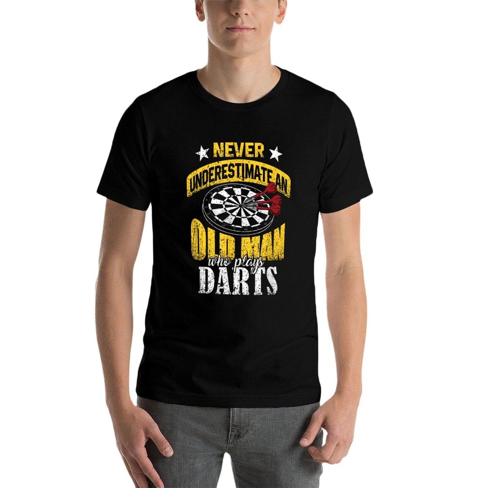Dart Gift Underestimate Never An Old Darts Player  Oversized Silhouette T-Shirt