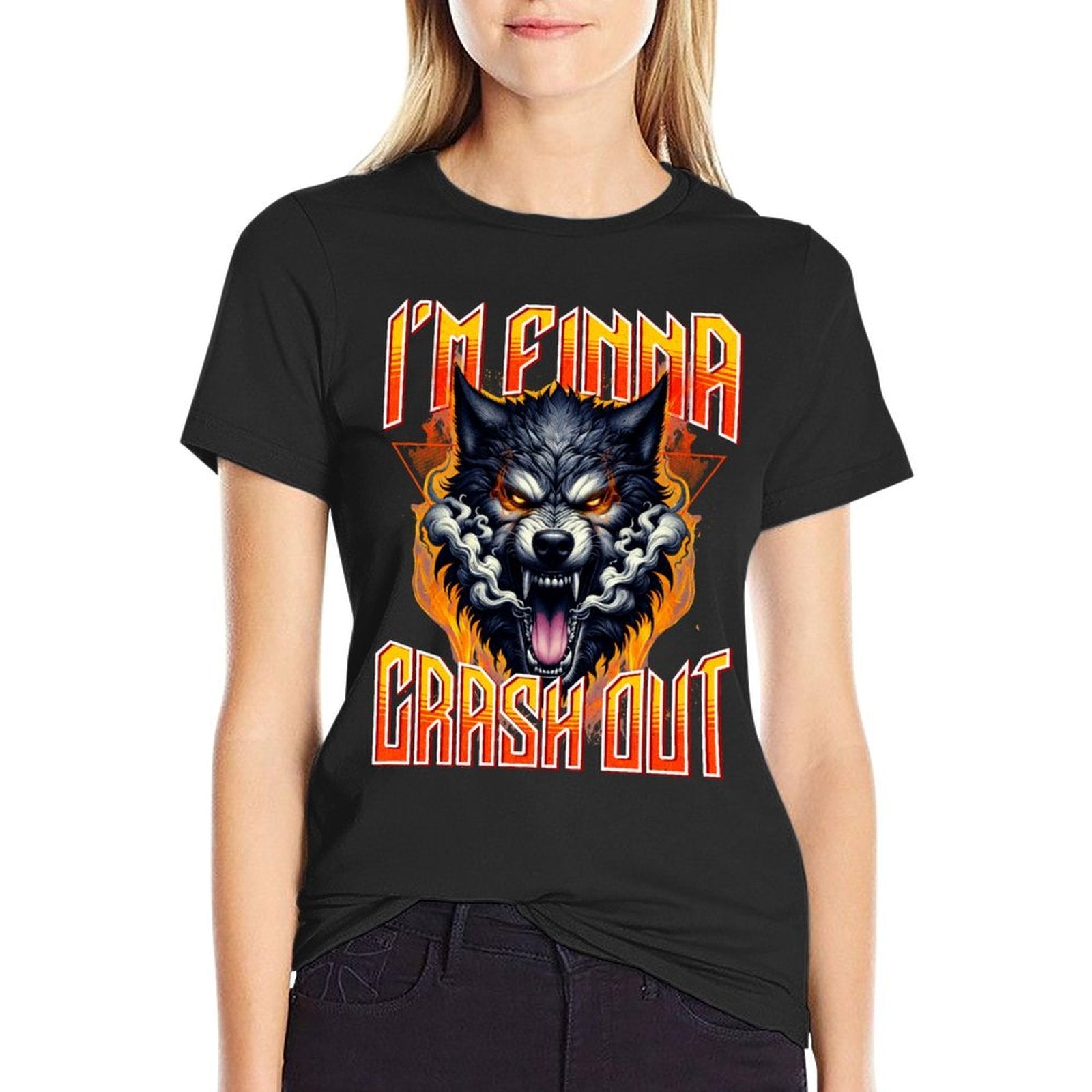 Im Finna Crash Out Ironic Meme Sigma Brainrot Quote  Rolled Sleeves T-Shirt