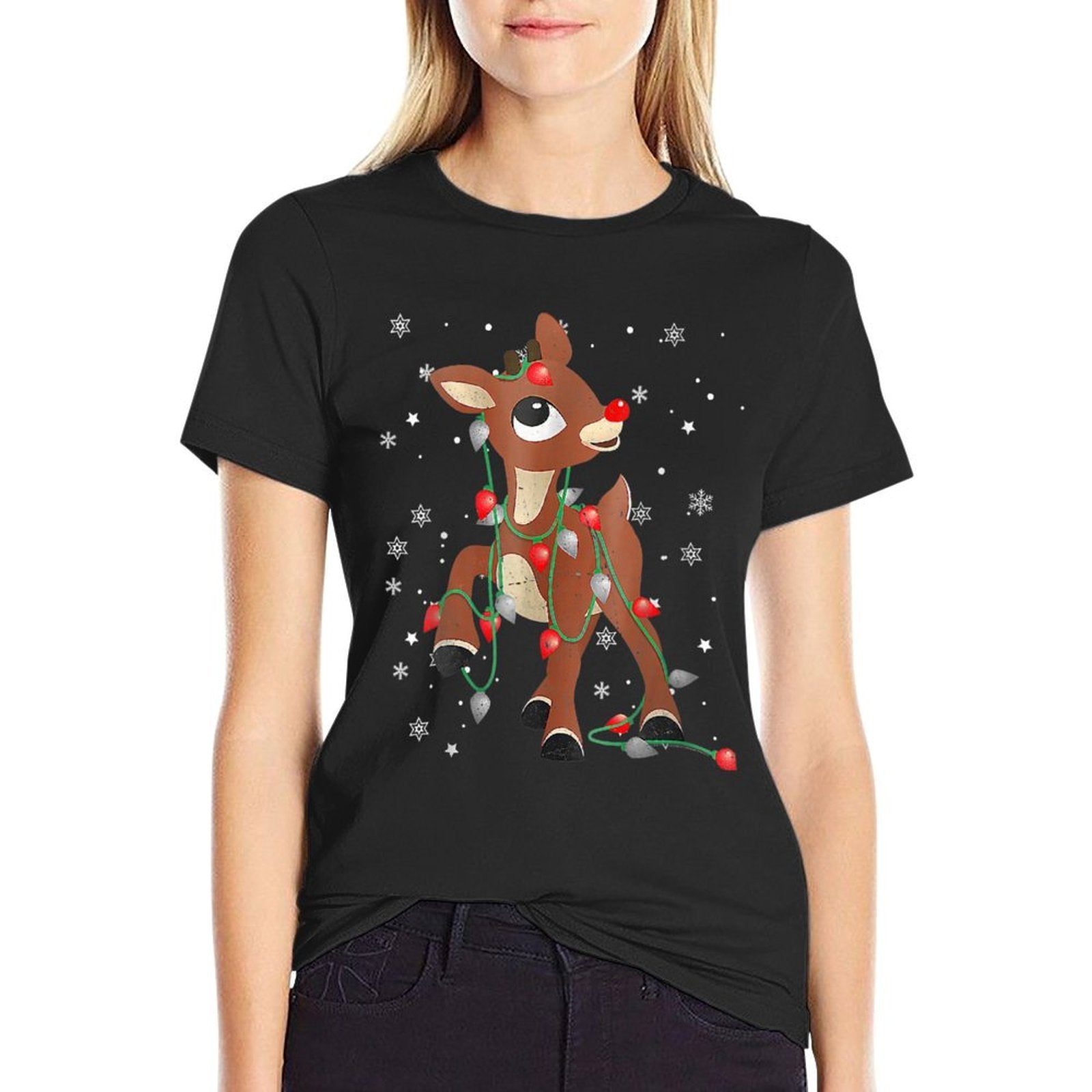 Womens Rudolph The Red Nose Reindeer for Kids And Christmas Fan  Polyester Blend T-Shirt