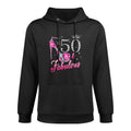 50 Fabulous 50th Birthday Women Girl Queen Crown High Heel Medium-Weight Fabric Hoodie