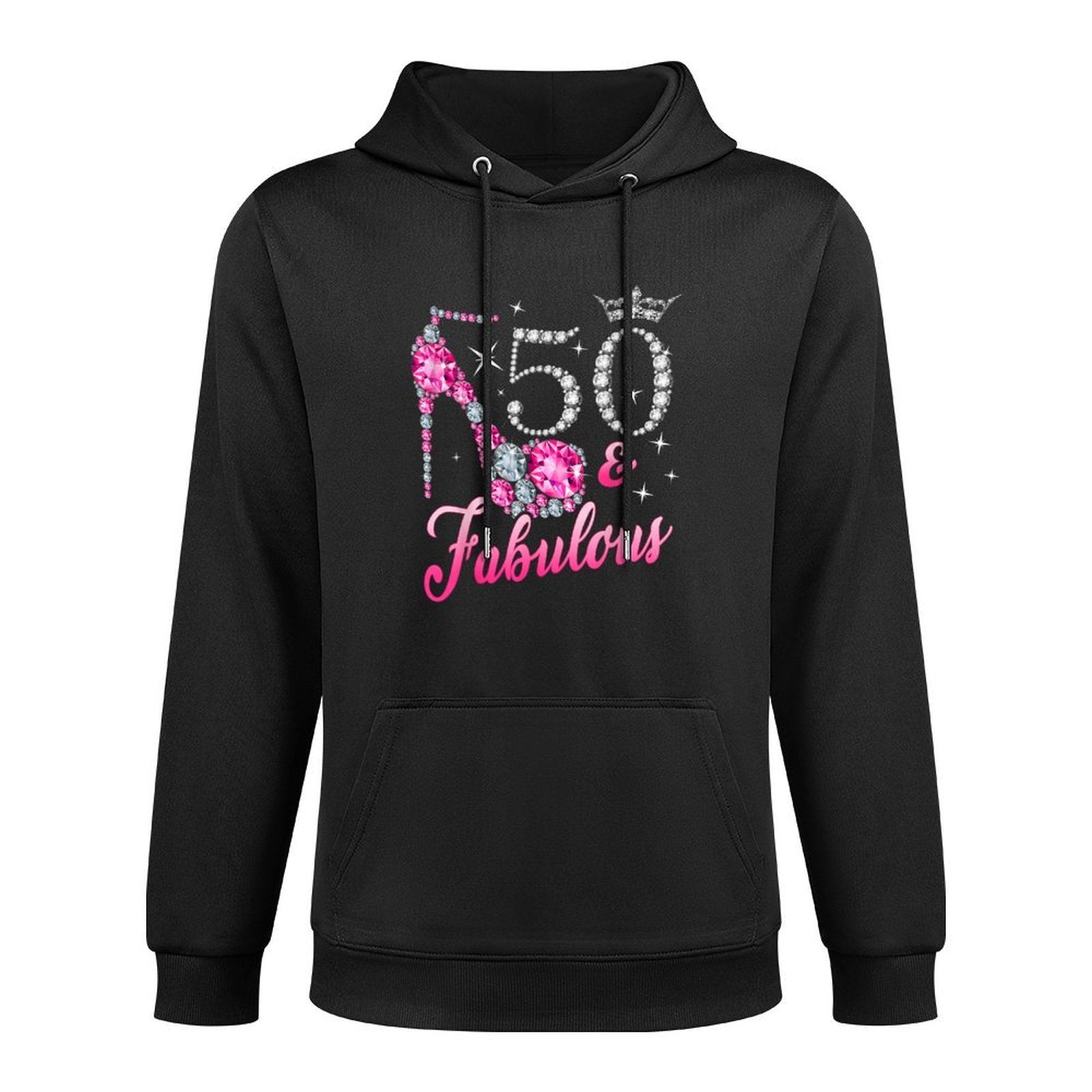 50 Fabulous 50th Birthday Women Girl Queen Crown High Heel Medium-Weight Fabric Hoodie