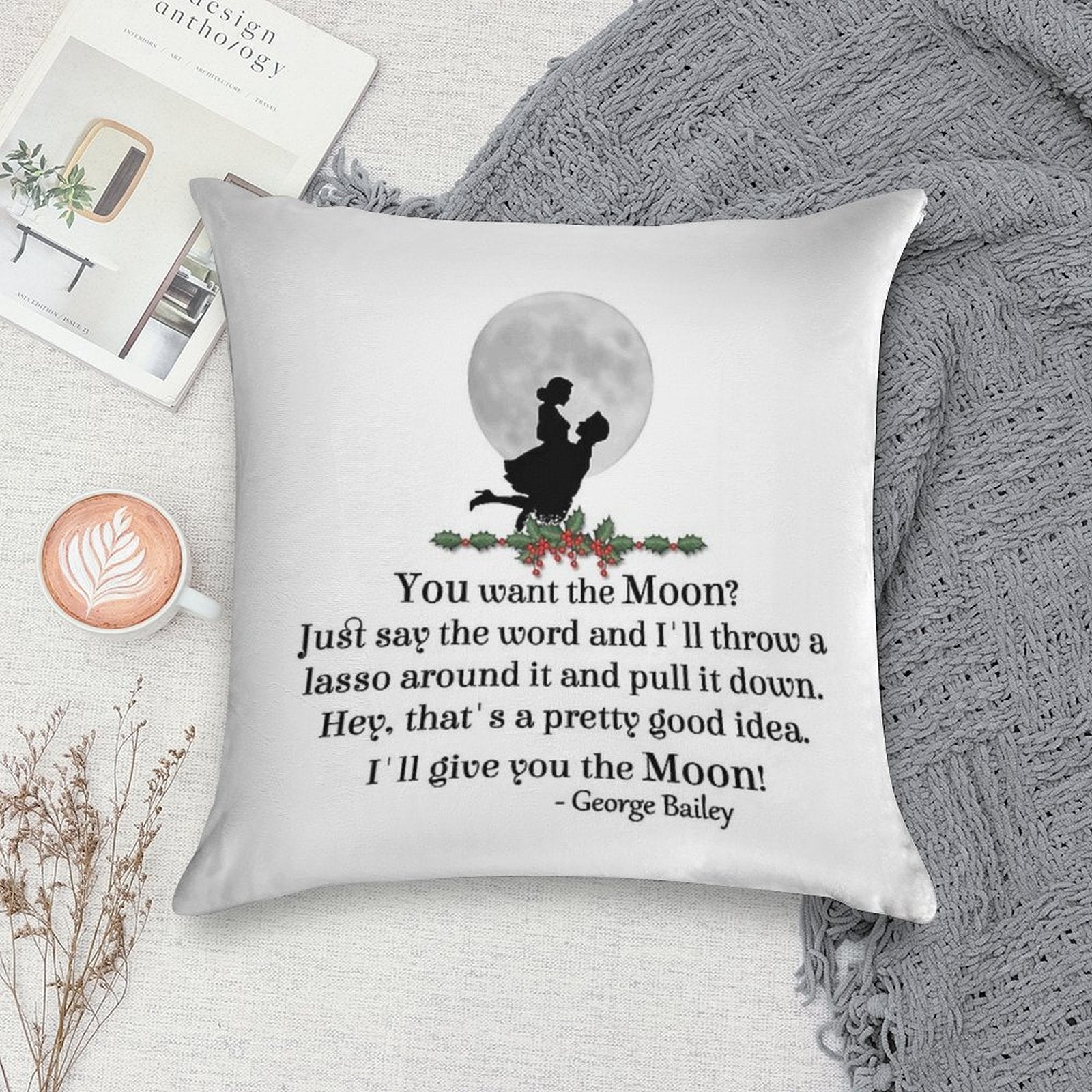 George Lassos The Moon Soft Warmth Comfort Throw Pillow