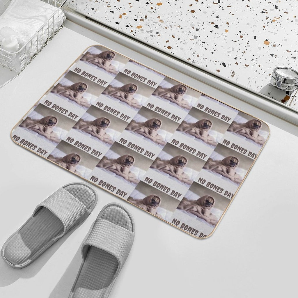 No Bones Day Pug  Repositionable Bath Mat
