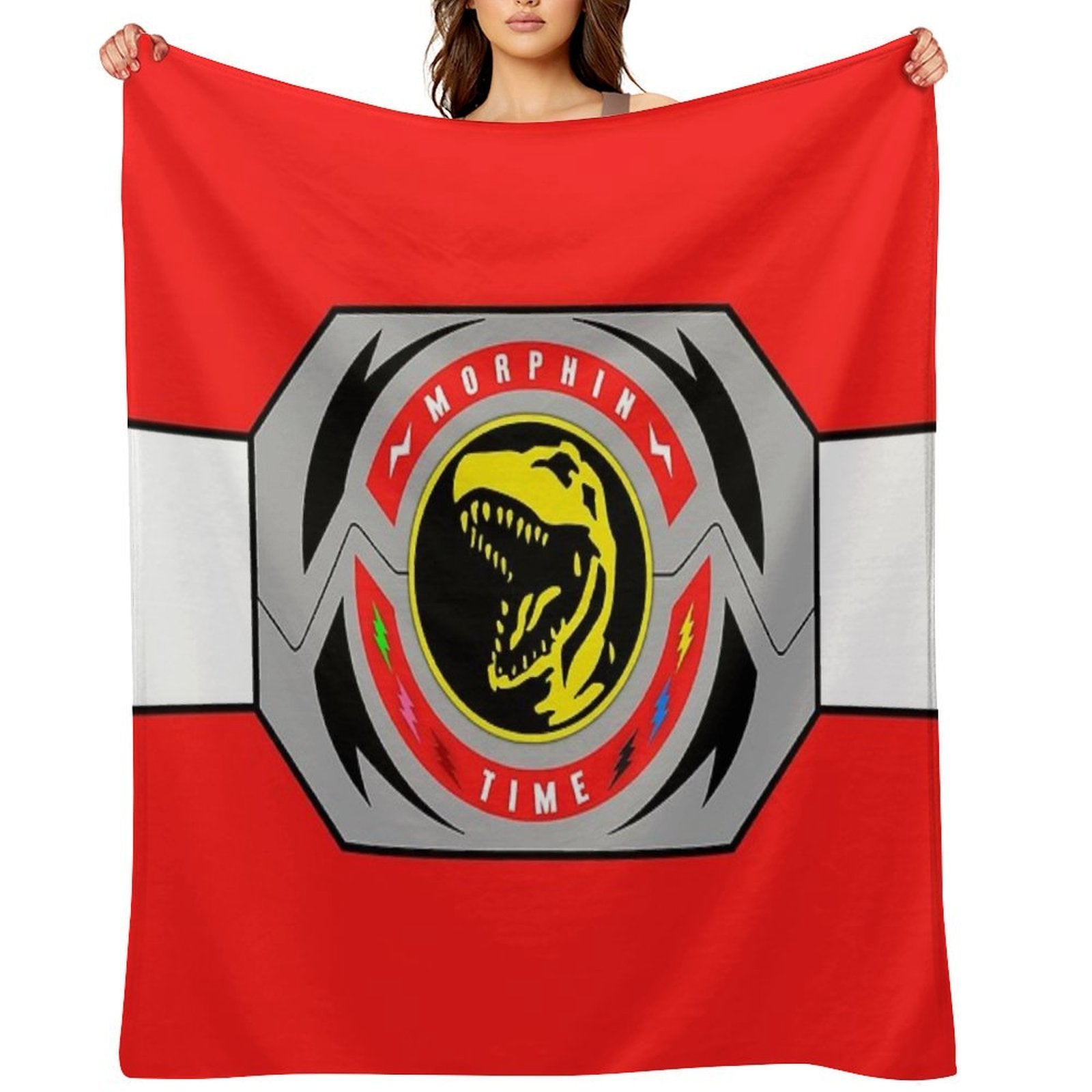 Red Ranger Morphin Coin Premium Throw Blanket