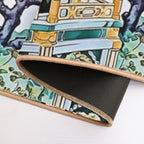 Ceramic Tile Folk Art - Chinese Pagoda Chinoiserie  Versatile Bath Mat