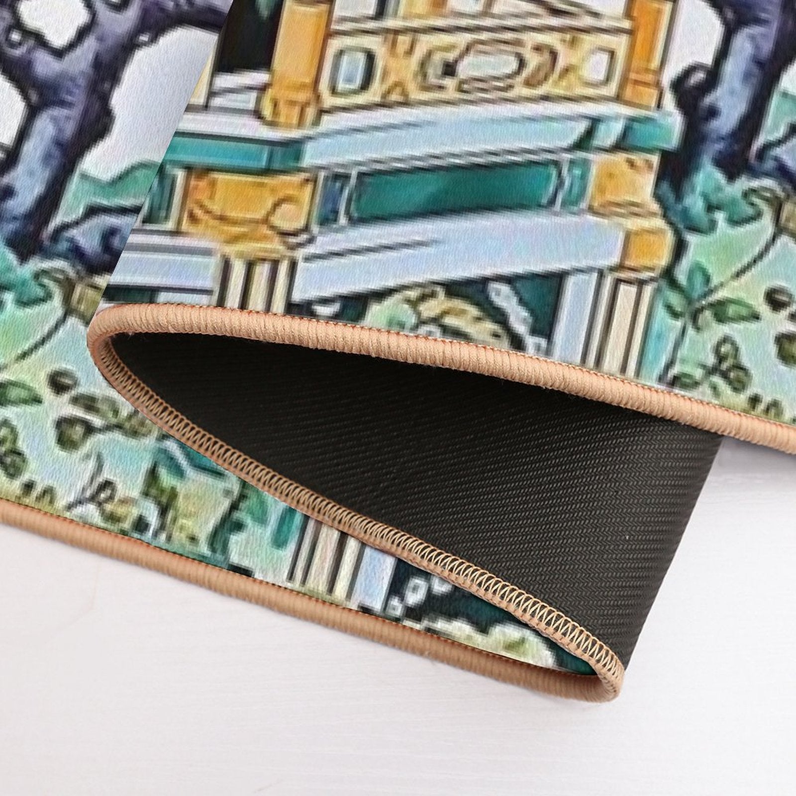 Ceramic Tile Folk Art - Chinese Pagoda Chinoiserie  Versatile Bath Mat