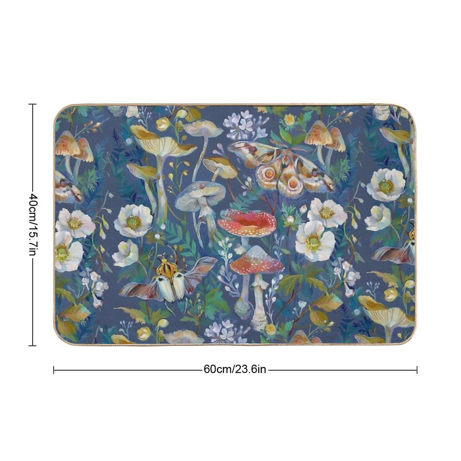 Beetle Mushroom Moth Garden  Rapid-Drying Bath Mat