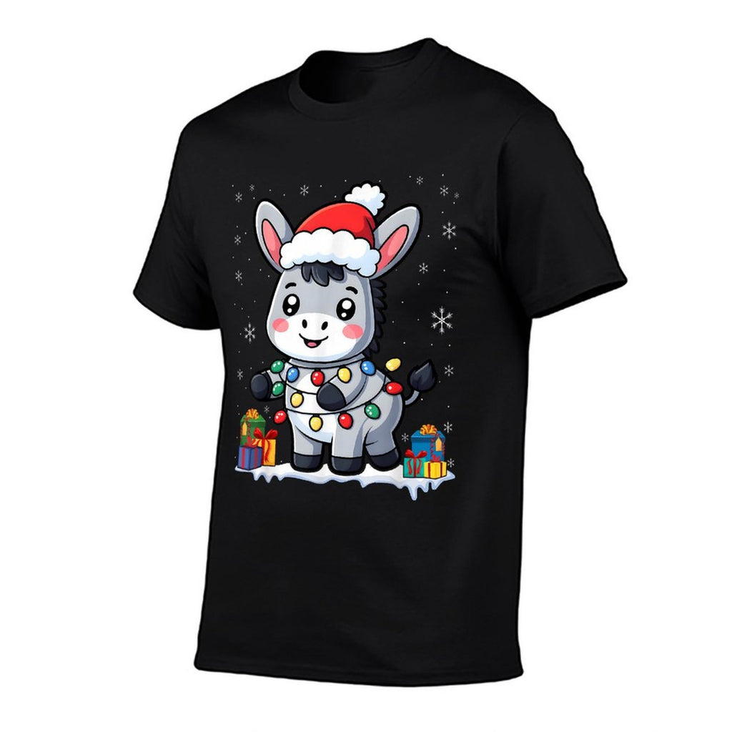 Donkey Christmas Santa Clauses Fairy Lights Donkeys  Versatile T-Shirt
