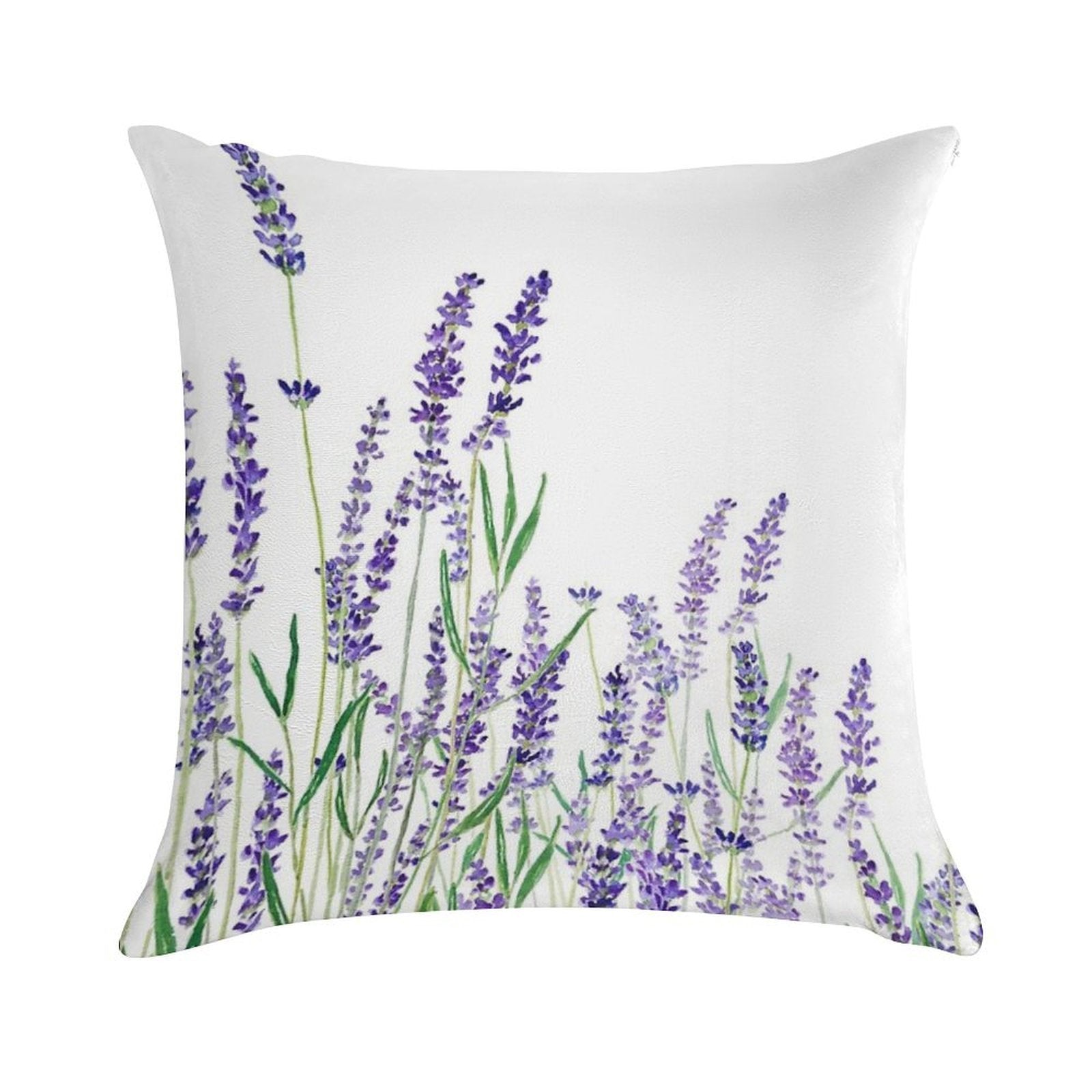 Purple Lavender Horizontal Watercolor Soft Short Plush Fabric Throw Pillow
