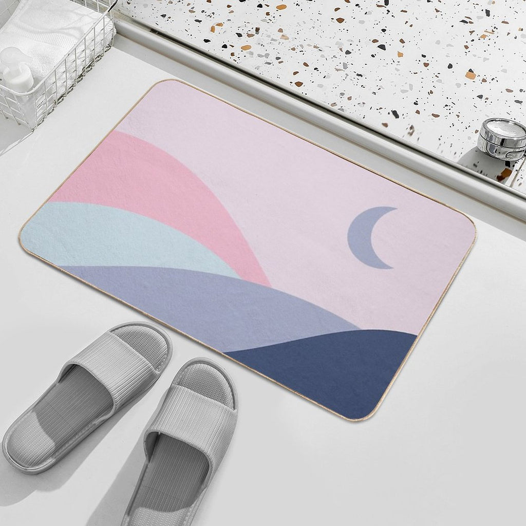 Modern Minimalist Aesthetic Landscape - Pastel  Eco-Friendly Bath Mat